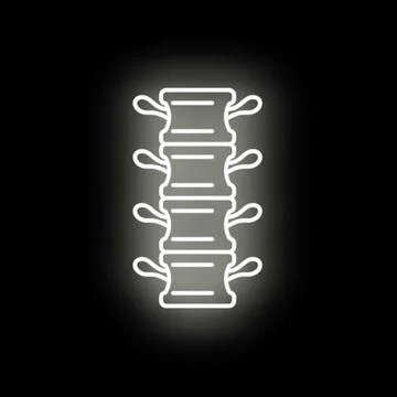 Human spinal vertebrae with glowing neon outline effect Stock Illustration
