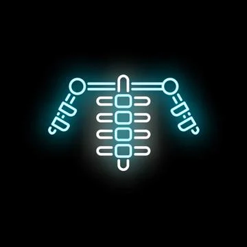 Human spine and rib bones neon icon 스톡 일러스트