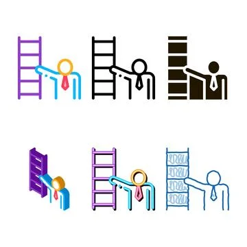 Human stairs icon vector outline types Stock Illustration