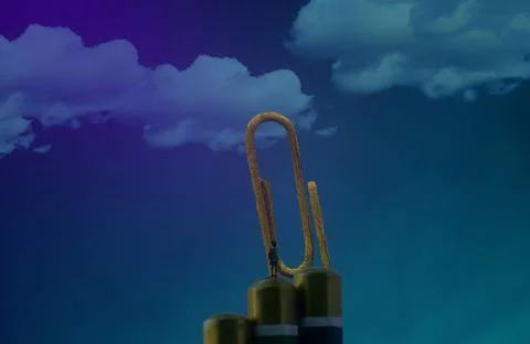 Human standing on an edge. Imaginary world. Alternative realm. Stock Illustration