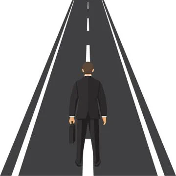 Human is standing on road vector concept. Way forward. Business metaphor. Stock Illustration