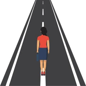 Human is standing on road vector concept. Way forward. Business metaphor. Stock Illustration