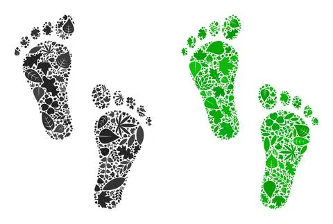 Human Steps Icon Ecology Collage of Leaves イラスト素材