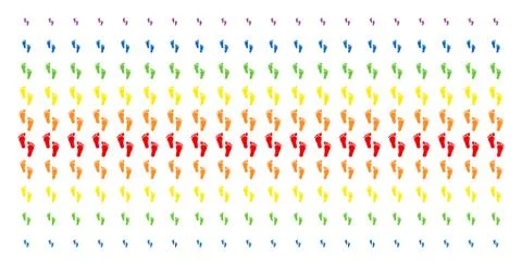 Human Steps Shape Halftone Spectrum Grid Stock Illustration