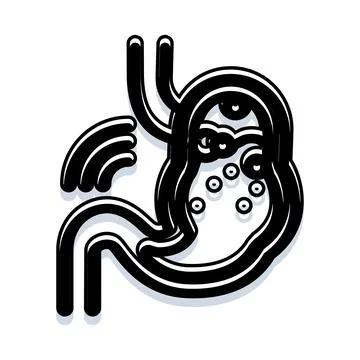 Human stomach organ digestion process outline icon Stock Illustration
