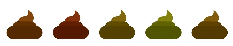 Human stool brown red and green color icons. Healthy and unhealthy poop Stock Illustration