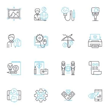 Human strategy linear icons set. Tactics, Planning, Adaptability, Agility Stock Illustration