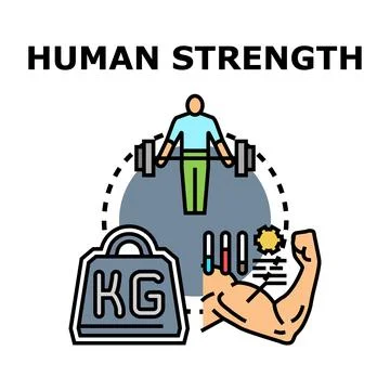 Human strength concept including weight training and bicep flexing Stock Illustration