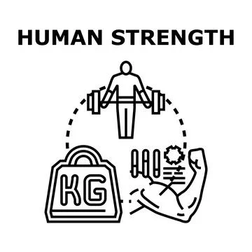 Human strength concept including weight training and bicep flexing Stock Illustration