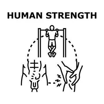 Human strength concept including workout, hernia, and joint pain Stock Illustration