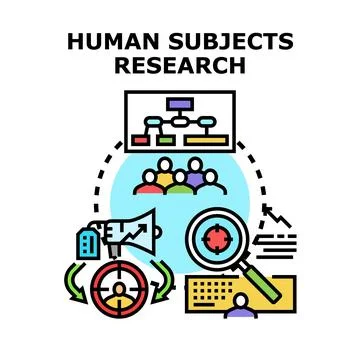 Human subjects research process with data analysis and targeting 스톡 일러스트