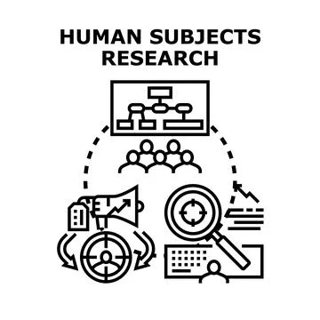 Human subjects research process with data analysis and targeting Stock Illustration
