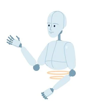 Human-like support robot semi flat color vector character Illustrazione stock