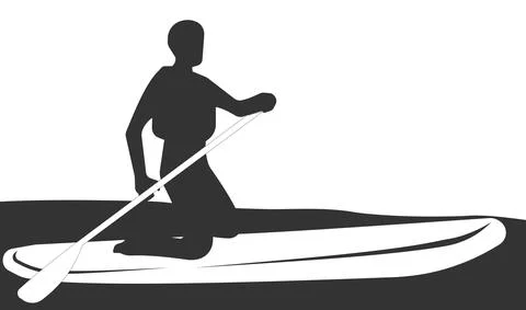 A human surfer with a paddle. Vector image. Stock Illustration