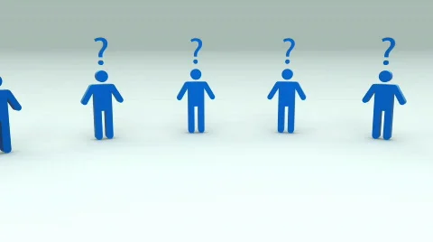 Human symbols with question marks above head concept loopable 3d animation Stock Footage 660652