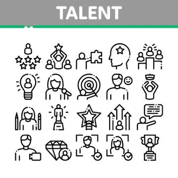 Human Talent Collection Elements Icons Set Vector Illustrazione stock