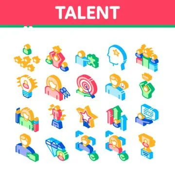 Human Talent Isometric Elements Icons Set Vector イラスト素材