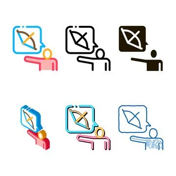 Human talk about archery icon variants thin line vector Illustration