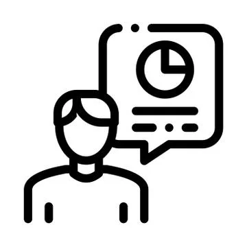 Human Talk About Statistics Icon Thin Line Vector Stock Illustration