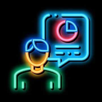 Human Talk About Statistics neon glow icon illustration Illustration