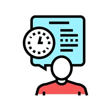 Human talk about task time scheduling color icon vector illustration Stock Illustration