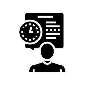 Human talk about task time scheduling glyph icon vector illustration Illustrazione stock