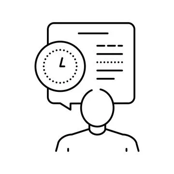 Human talk about task time scheduling line icon vector illustration Illustrazione stock