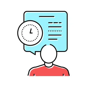 Human talk about task time scheduling color icon vector illustration Illustrazione stock