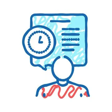 Human talk about task time scheduling icon doodle illustration Stock Illustration