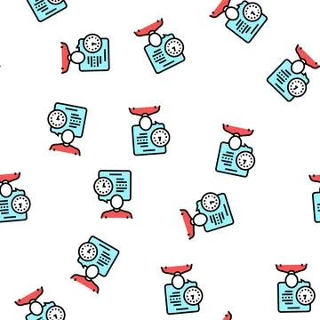 Human talk about task time scheduling vector seamless pattern Illustrazione stock