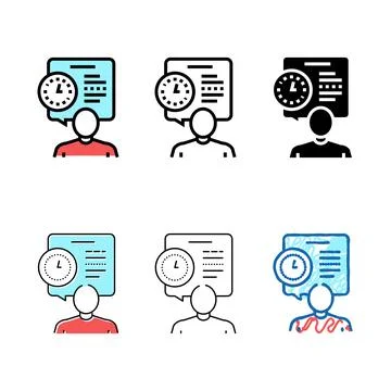 Human talk about task time scheduling color icon vector series Stock Illustration