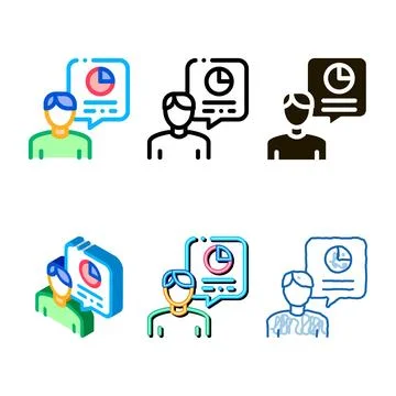 Human talk styleset about statistics icon thin line vector Illustration