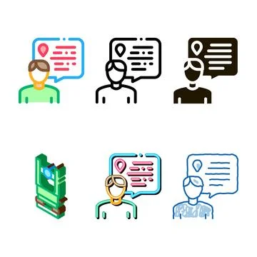 Human talking about location icon multistyle thin line vector Stock Illustration