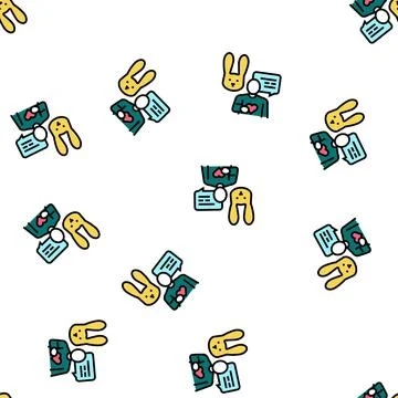 Human talking about rabbit with love vector seamless pattern Stock Illustration