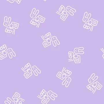 Human talking about rabbit with love line seamless pattern Stock Illustration