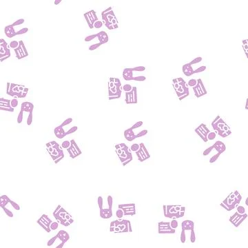 Human talking about rabbit with love glyph seamless pattern Illustration