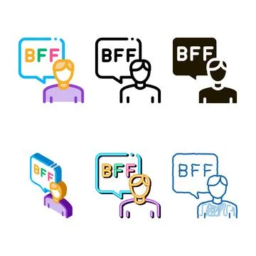 Human talking bff icon multipack vector outline Stock Illustration