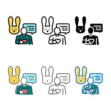 Human talking designs about rabbit with love color icon vector Stock Illustration