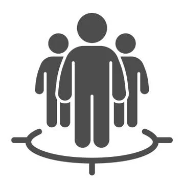Human target team solid icon. Focus group and target audience symbol, glyph Stock Illustration
