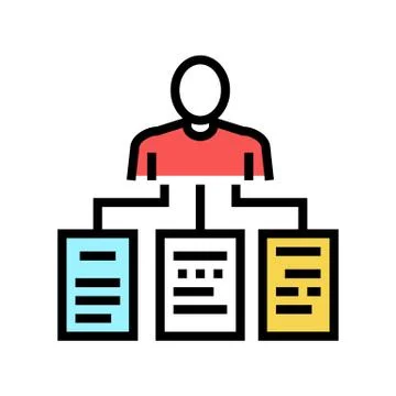 Human with tasks plan color icon vector illustration Stock Illustration