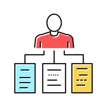 Human with tasks plan color icon vector illustration イラスト素材