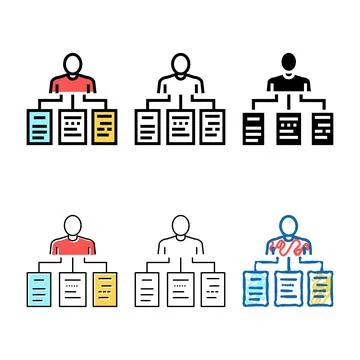 Human with tasks plan color icon variants vector Illustrazione stock