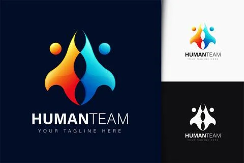 Human team logo design with gradient Stock Illustration