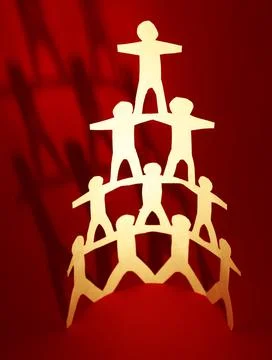 Human team pyramid supporting each other Stock Photos