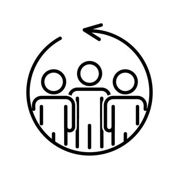 Human teamwork flat icon. Pictogram for web. Line stroke. Isolated on white b Stock Illustration
