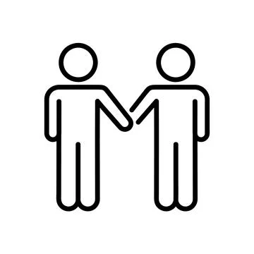 Human teamwork flat icon. Pictogram for web. Line stroke. Isolated on white b Stock Illustration