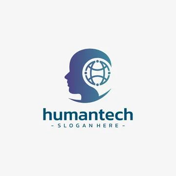 Human tech logo design vector. Smart people symbol template. Stock Illustration