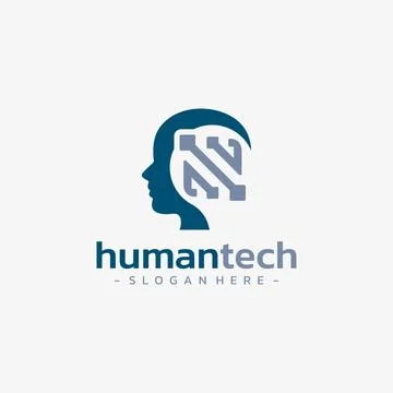 Human tech logo design vector. Smart people symbol template. Stock Illustration