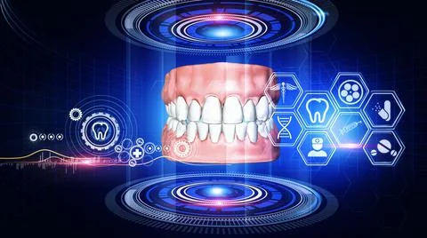 Human Teeth Analysis Virtual Reality Illustrazione stock