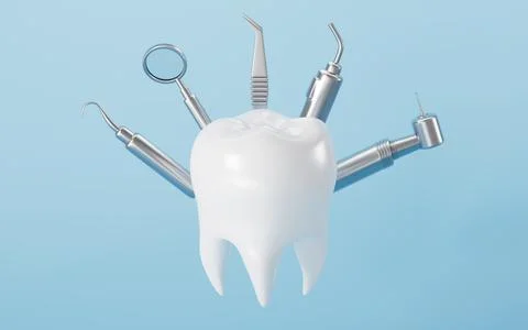 Human teeth and dental instruments. Dental operation, orthodontics, tooth a.. 스톡 일러스트